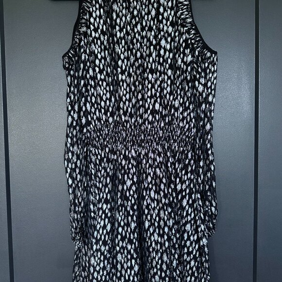 NWT | The Kooples | Cold Shoulder Mini Dress | Black wih Metallic Leopard Print - Picture 10 of 13